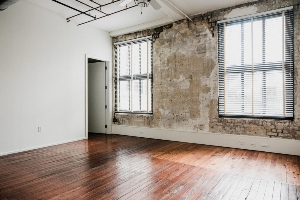 civic lofts empty room New Orleans Luxury apartment rental